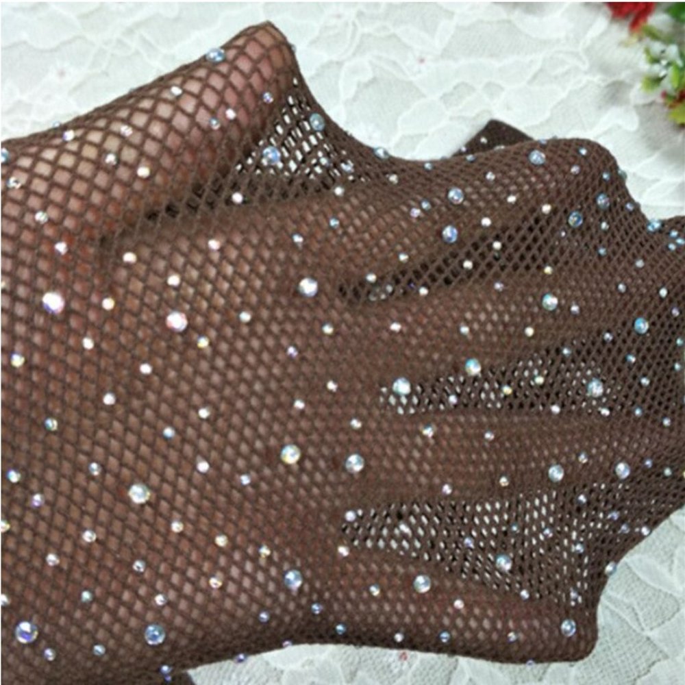 Nude Rhinestone Mesh Fishnet Tights Pantyhose - Picture 6 of 6